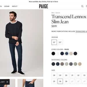 PAIGE Transcend Lennox Slim Fit Jeans 36x32. Stretch. Worn twiceNON SMOKING HOME